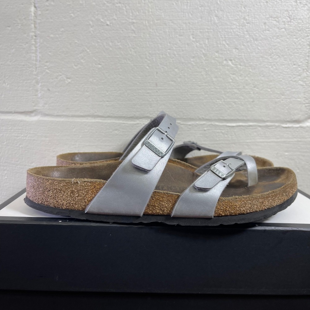 Birkenstock Mayari Metallic Silver Toe Loop Sandals Slip On Women's 42 EU/11 US